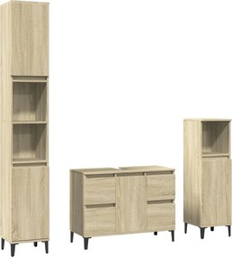 vidaXL Σετ Επίπλων Μπάνιου 3 Τεμαχίων Sonoma Δρυς Επεξεργασμένο Ξύλο