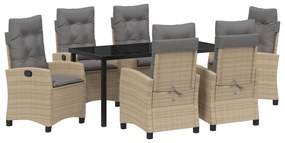 vidaXL Set 7 Τεμαχίων Καθιστικού Κήπου με Μαξιλάρια σε Μπεζ Πολυ Ράταν.
