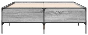 vidaXL Πλαίσιο Κρεβατιού Γκρι Sonoma 140x200 εκ. Επεξ. Ξύλο & Μέταλλο