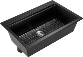 VEVOR 84 cm Granite Kitchen Sink Top Mount Single Bowl Drop-In Basin for RV Bar