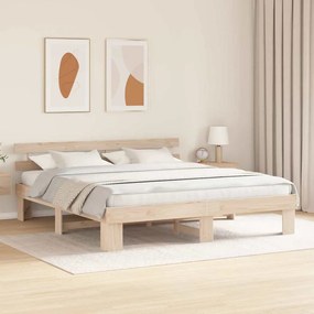 vidaXL Σκελετός Κρεβατιού Καφέ 180 x 200 cm Μασίφ ξύλο πεύκου
