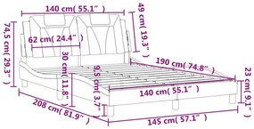 Πλαίσιο Κρεβατιού με Κεφαλάρι Καφέ 140x190 εκ. Συνθετικό Δέρμα - Καφέ