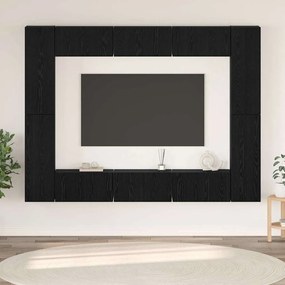 vidaXL Σετ επίπλου τηλεόρασης Επιτοίχιο 10 pcs Μαύρη δρυς