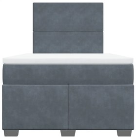 vidaXL Κρεβάτι Boxspring με Στρώμα Σκούρο Γκρι 120x200 εκ. Βελούδινο