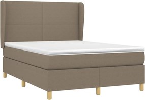 vidaXL Κρεβάτι Boxspring με Στρώμα Taupe 140x200 εκ. Υφασμάτινο