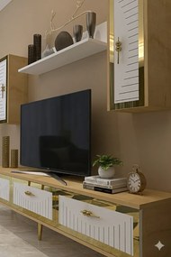 Stewehome Μοντέρνα επιτοίχια μονάδα τηλεόρασης με ράφι από σανίδα μελαμίνης 180x30x41 cm