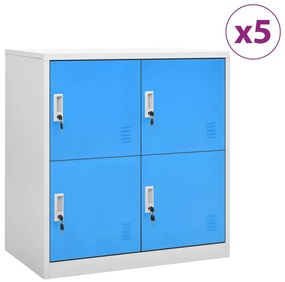 vidaXL Φοριαμοί 5 τεμ. Ανοιχτό Γκρι/Μπλε 90 x 45 x 92,5 εκ. Ατσάλινοι