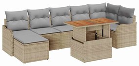 vidaXL Σετ Καναπέ Κήπου με μαξιλάρι 8 pcs μπεζ και ανοιχτό γκρι