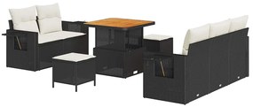 vidaXL Σετ Καναπέ Κήπου 8 pcs Μαύρο συνθετικό ρατάν