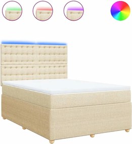 vidaXL Κρεβάτι Boxspring με Στρώμα Κρεμ 160x200 εκ. Υφασμάτινο