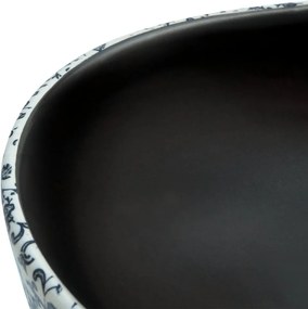 vidaXL Νιπτήρας Οβάλ Μαύρος και Μπλε 47x33x13 εκ. Κεραμικός