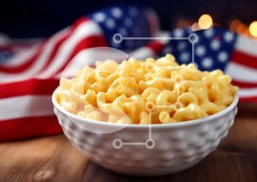 Σετ των 2 Intra Συλλεκτικό Ξύλινο Παζλ Plywood 4mm - Μακαρόνια και τυρί στην αμερικανική σημαία Σε Ξύλινο Κουτί - Διαστάσεις: 10x10 cm – 25 κομμάτια