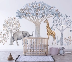 Παιδική ταπετσαρία τοίχου με ελέφαντα και καμιλοπάρδαλη 40071Q Vlies NonWoven ταπετσαρία
