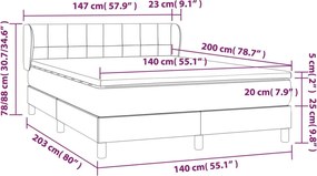 vidaXL Κρεβάτι Boxspring με Στρώμα Κρεμ 140x200 εκ. Υφασμάτινο