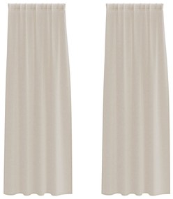 vidaXL Κουρτίνες με κουρτίνες 2 pcs Άμμος 140 x 225 cm Πολυεστέρας