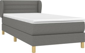 vidaXL Κρεβάτι Boxspring με Στρώμα Σκούρο Γκρι 100x200 εκ. Υφασμάτινο