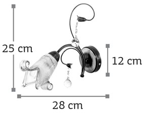 InLight Επιτοίχιο φωτιστικό από οξυντέ μέταλλο κρύσταλλα και μελί γυαλί (43348-BR)
