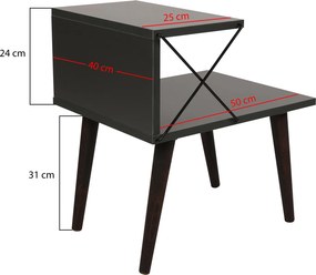 Κομοδίνο Ανθρακί CRAPRAN 50x40x55
