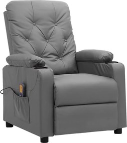 vidaXL Πολυθρόνα Μασάζ Γκρι από Συνθετικό Δέρμα