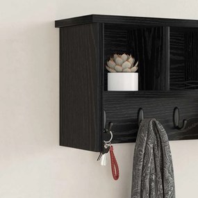 vidaXL Τοίχου Κρεμάστρα Μαύρη δρυς 50 x 16 x 26 εκ Επεξεργασμένο ξύλο