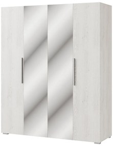 Τετράφυλλη Ντουλάπα Ρούχων SERENA Light Artwood/White με Καθρέπτη 180x60x220