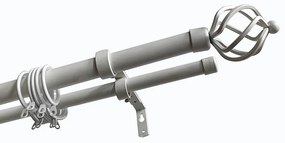 Κουρτινόξυλο Διπλό Επεκτεινόμενο 140-240cm Με Άκρα Grace White Mat 450143
