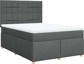 vidaXL Κρεβάτι Boxspring με Στρώμα Σκούρο Γκρι 140x200 εκ Υφασμάτινο