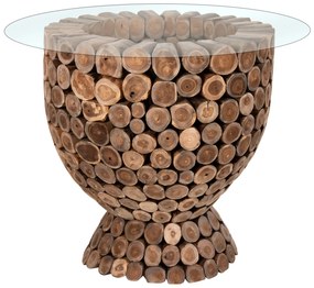 ΤΡΑΠΕΖΙ BAR ΣΤΡΟΓΓΥΛΟ LEEROY HM9806 KOMMATIA ΞΥΛΟΥ TEAK Φ900x103Υεκ.