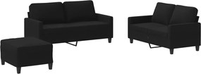vidaXL Πολυθρόνες Σετ 3 Τεμαχίων Μαύρες από Ύφασμα με Μαξιλάρια