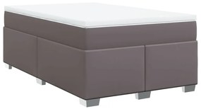 vidaXL Κρεβάτι Boxspring με Στρώμα Γκρι 120x200εκ. από Συνθετικό Δέρμα