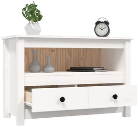 vidaXL Έπιπλο Τηλεόρασης Λευκό 79 x 35 x 52 εκ. από Μασίφ Ξύλο Πεύκου