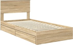 vidaXL Κρεβάτι Αποθήκης Δρύς Sonoma 100 x 200 cm Επεξεργασμένο ξύλο