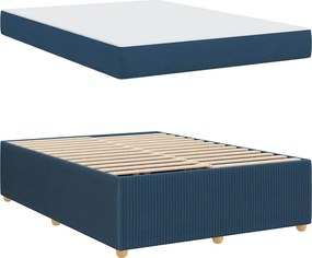 vidaXL Σκελετός Κρεβατιού με στρώμα Μπλε 140 x 200 cm ύφασμα