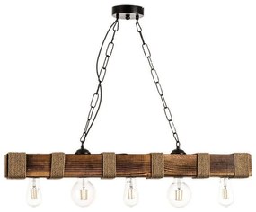 Φωτιστικό Οροφής-Ράγα 5318-5 90x80cm 5xΕ27 Natural Inlight Wood, Rope