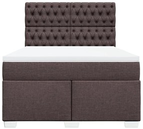 Κρεβάτι Boxspring με Στρώμα Σκούρο Καφέ 140x200 εκ Υφασμάτινο - Καφέ