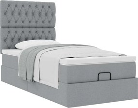 vidaXL Οθωμανικό κρεβάτι με στρώμα ανοιχτό γκρι 80x200 cm ύφασμα
