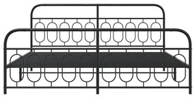 Πλαίσιο Κρεβατιού με Κεφαλάρι&amp;Ποδαρικό Μαύρο 200x200εκ. Μέταλλο - Μαύρο