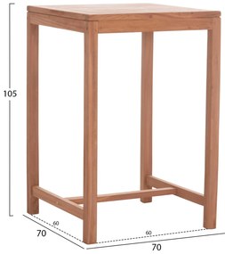 Τραπέζι Μπάρ Τετράγωνο PRESSCOT C18113 Ξύλο Teak Φυσικό 70x70x105Υ εκ. 70x70x105 εκ.