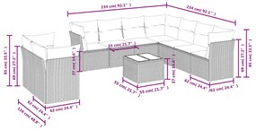vidaXL Σετ Καναπέ Κήπου 10 τεμ. Μπεζ Συνθετικό Ρατάν με Μαξιλάρια