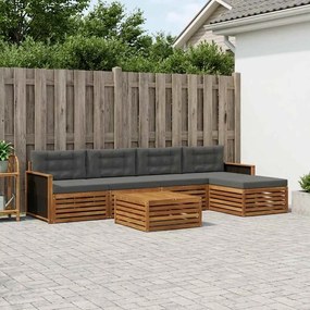 vidaXL Σειρά Καναπέ Εξωτερικού 6 pcs Φυσικό και Ανθρακί