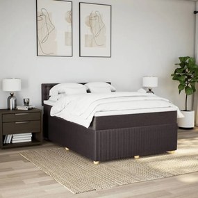 Κρεβάτι Boxspring με Στρώμα Σκούρο Καφέ 160x200 εκ Υφασμάτινο - Καφέ