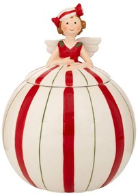 Χριστουγεννιάτικη Μπισκοτιέρα Κεραμική Νεράιδα Λευκό-Κόκκινο 16x15x20εκ. iliadis 90767