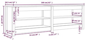 Παπουτσοθήκη Λευκή 160 x 36,5 x 50 εκ. από Μασίφ Ξύλο Πεύκου - Λευκό