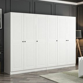 Εξαφυλλη Ντουλαπα με Καθρέπτη Λευκο KALEO 52x180x210