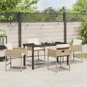 vidaXL Σέτ φαγητού για κήπο 5 pcs Μπεζ συνθετικό ρατάν