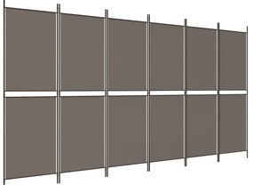 vidaXL Διαχωριστικό Δωματίου με 6 Πάνελ Ανθρακί 300x200 εκ. από Ύφασμα