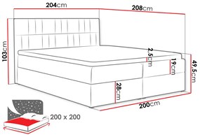 Επενδυμένο κρεβάτι Top 3-Gkri-180 x 200 εκ.