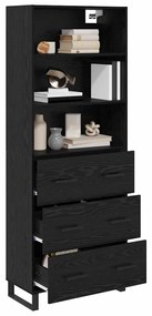 vidaXL Highboard με συρτάρι 2 pcs Μαύρη Οξυά Επεξεργασμένο ξύλο
