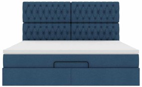 vidaXL Οθωμανικό κρεβάτι με στρώμα μπλε 160x200cm ύφασμα
