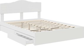 vidaXL Κρεβάτι Αποθήκης Λευκό 140 x 190 cm Επεξεργασμένο ξύλο